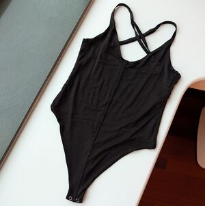 All Saints Black Stretchy Bodysuit Size 6 (Small)